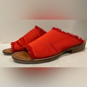 FREE PEOPLE Riley Red Satin Fringe Sandals Made in Spain Women’s Size 5.5 (36)